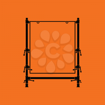 Icon of table for object photography. Orange background with black. Vector illustration.