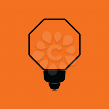 Icon of portable fashion flash. Orange background with black. Vector illustration.
