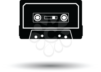 Audio cassette  icon. White background with shadow design. Vector illustration.