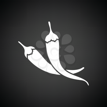 Chili pepper icon. Black background with white. Vector illustration.
