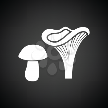 Mushroom  icon. Black background with white. Vector illustration.