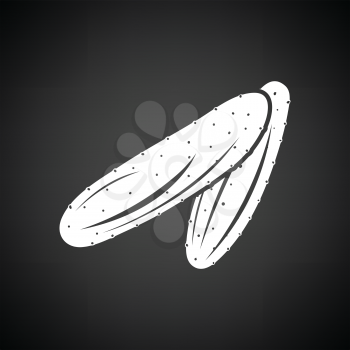 Cucumber icon. Black background with white. Vector illustration.