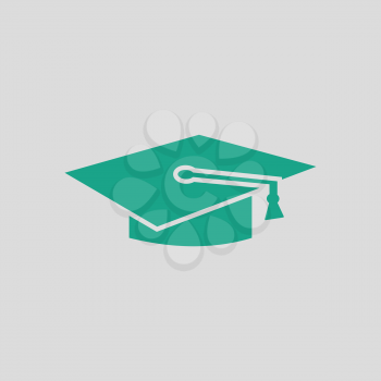 Graduation cap icon. Gray background with green. Vector illustration.