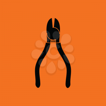 Side cutters icon. Orange background with black. Vector illustration.