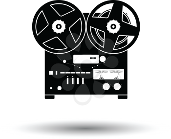 Reel tape recorder icon. White background with shadow design. Vector illustration.