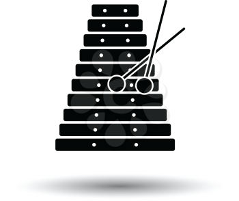 Xylophone icon. White background with shadow design. Vector illustration.
