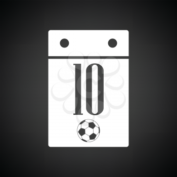 Soccer calendar icon. Black background with white. Vector illustration.