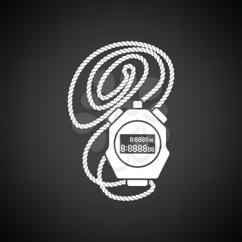 Coach stopwatch  icon. Black background with white. Vector illustration.