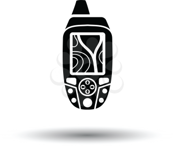 Portable GPS device icon. White background with shadow design. Vector illustration.