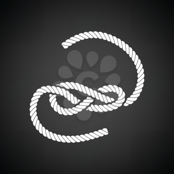 Knoted rope  icon. Black background with white. Vector illustration.