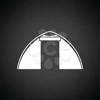 Touristic tent  icon. Black background with white. Vector illustration.