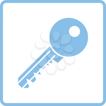 Key icon. Blue frame design. Vector illustration.