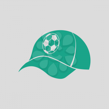Football fans cap icon. Gray background with green. Vector illustration.