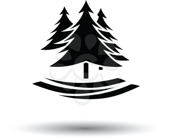 Fir forest  icon. White background with shadow design. Vector illustration.