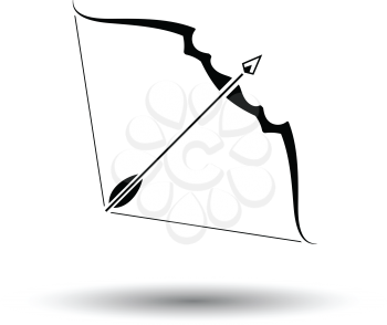 Bow and arrow icon. White background with shadow design. Vector illustration.