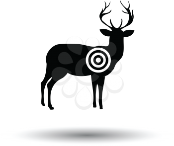Deer silhouette with target  icon. White background with shadow design. Vector illustration.