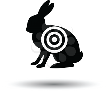 Hare silhouette with target  icon. White background with shadow design. Vector illustration.