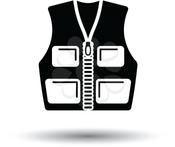 Hunter vest icon. White background with shadow design. Vector illustration.