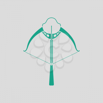 Crossbow icon. Gray background with green. Vector illustration.
