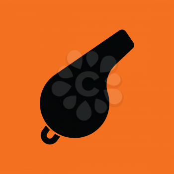 Whistle icon. Orange background with black. Vector illustration.
