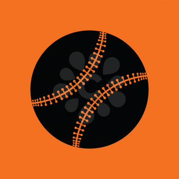 Baseball ball icon. Orange background with black. Vector illustration.