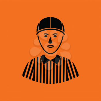 American football referee icon. Orange background with black. Vector illustration.