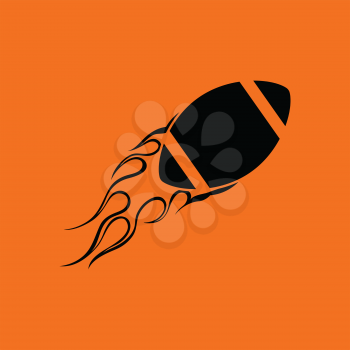 American football fire ball icon. Orange background with black. Vector illustration.
