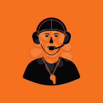 American football coach icon. Orange background with black. Vector illustration.
