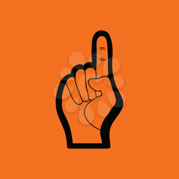 American football foam finger icon. Orange background with black. Vector illustration.