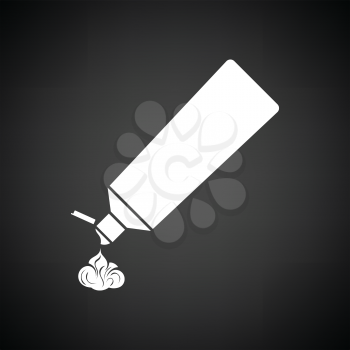 Toothpaste tube icon. Black background with white. Vector illustration.
