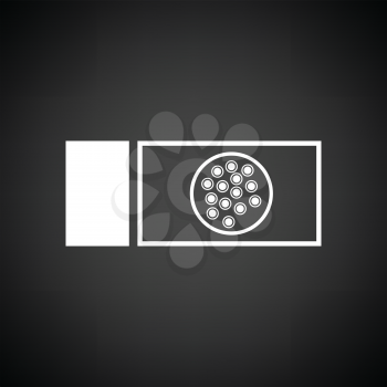 Bacterium glass icon. Black background with white. Vector illustration.