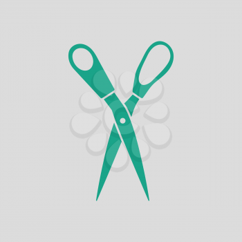Tailor scissor icon. Gray background with green. Vector illustration.