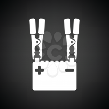 Car battery charge icon. Black background with white. Vector illustration.