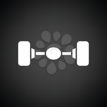 Car rear axle icon. Black background with white. Vector illustration.