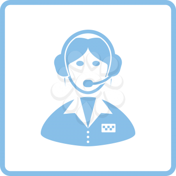 Taxi dispatcher icon. Blue frame design. Vector illustration.