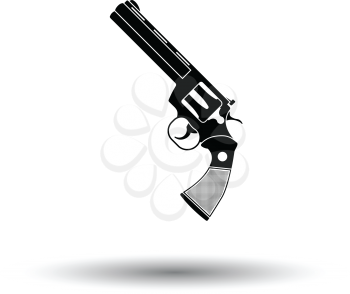 Revolver gun icon. White background with shadow design. Vector illustration.