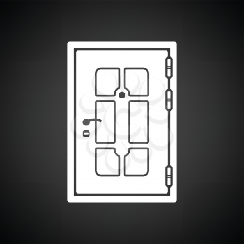 Apartments door icon. Black background with white. Vector illustration.