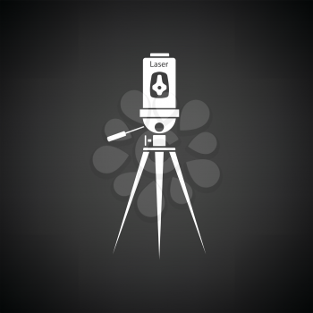 Laser level tool icon. Black background with white. Vector illustration.
