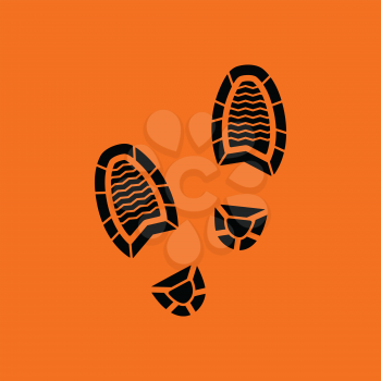 Man footprint icon. Orange background with black. Vector illustration.
