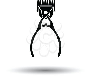 Pet cutting machine icon. Black background with white. Vector illustration.