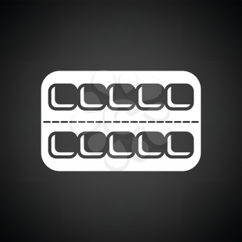 Tablets pack icon. Black background with white. Vector illustration.