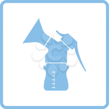Breast pump icon. Blue frame design. Vector illustration.