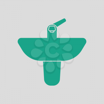 Wash basin icon. Gray background with green. Vector illustration.