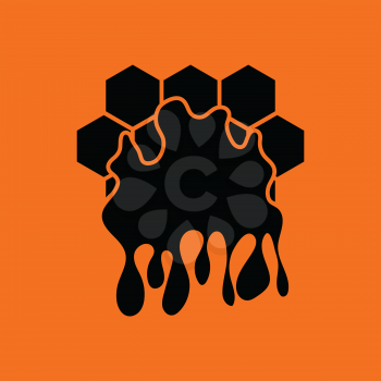 Honey icon. Orange background with black. Vector illustration.