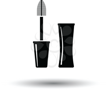 Mascara icon. White background with shadow design. Vector illustration.