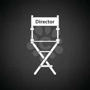 Director chair icon. Black background with white. Vector illustration.