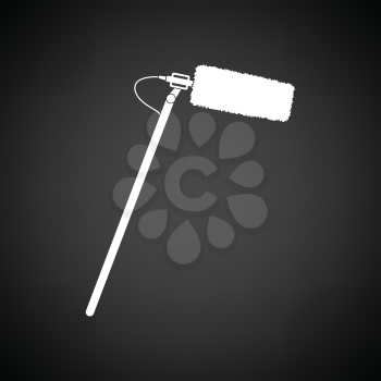 Cinema microphone icon. Black background with white. Vector illustration.