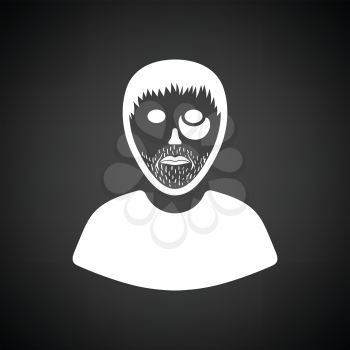 Criminal man icon. Black background with white. Vector illustration.