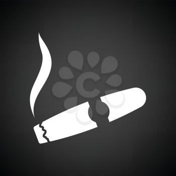 Cigar icon. Black background with white. Vector illustration.