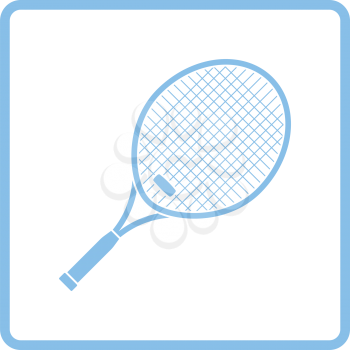 Tennis racket icon. Blue frame design. Vector illustration.